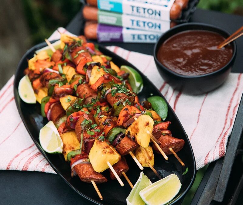 Whole30 Pineapple & Grass-Fed Sausage Skewers with Whole30 BBQ Sauce