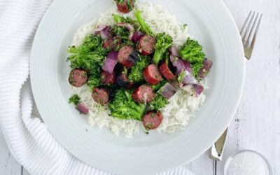 Grilled Grass-Fed Beef Sausage and Broccoli