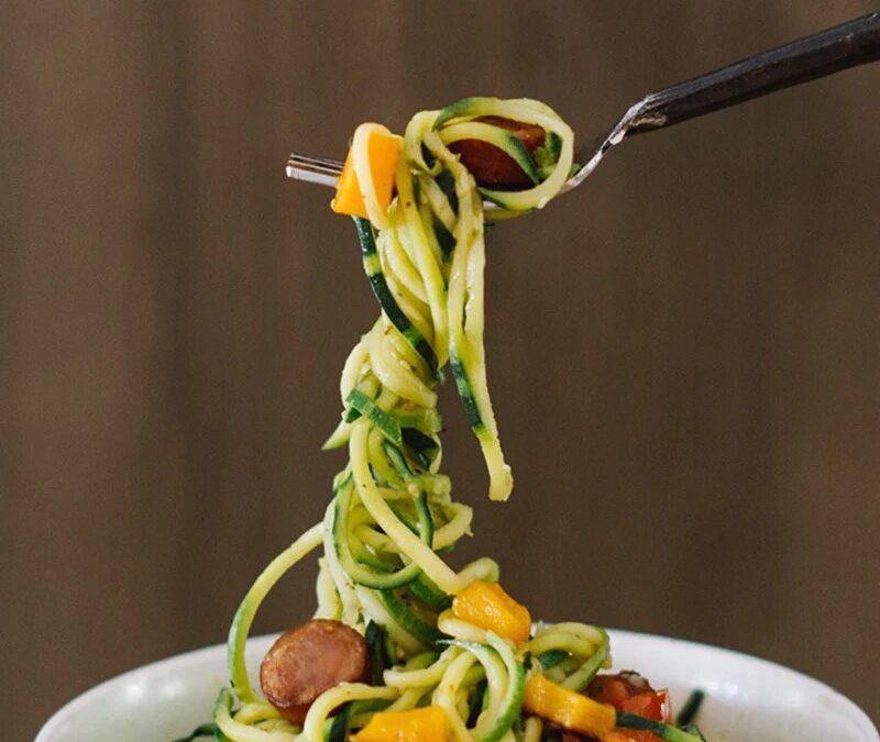 Zucchini Noodle, Butternut Squash and Grass-Fed Hot Dog Bowl