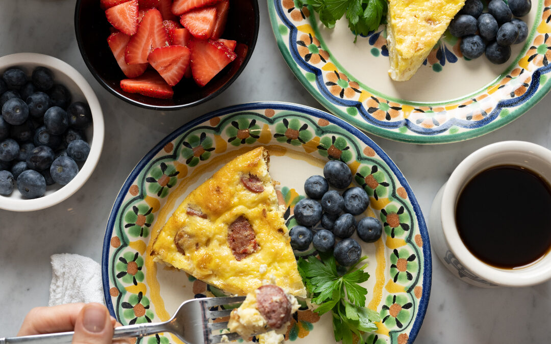 Crustless Caramelized Onion and Sausage Quiche