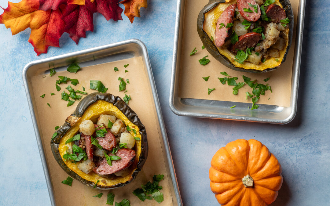Polish Sausage Stuffed Acorn Squash