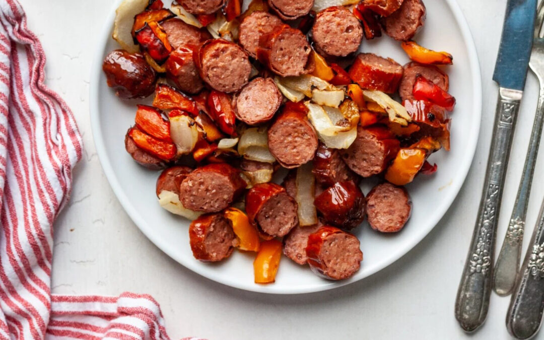 Air Fried Sausage with Peppers & Onions