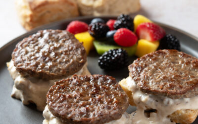 Biscuits & Sausage Gravy with Grass-Fed Beef Breakfast Patties